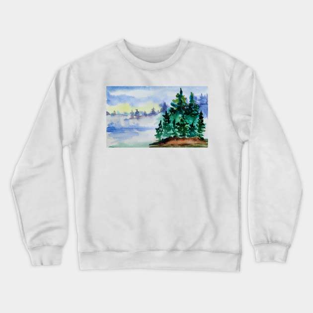 Christmas trees landscape Crewneck Sweatshirt by Ala Lopatniov